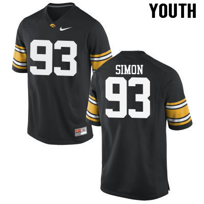 Youth Iowa Hawkeyes #93 Brandon Simon College Football Jerseys-Black - Click Image to Close